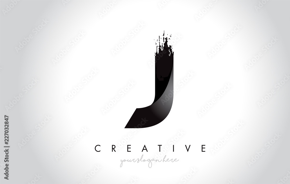 J Letter Design with Brush Stroke and Modern 3D Look. Stock Vector ...