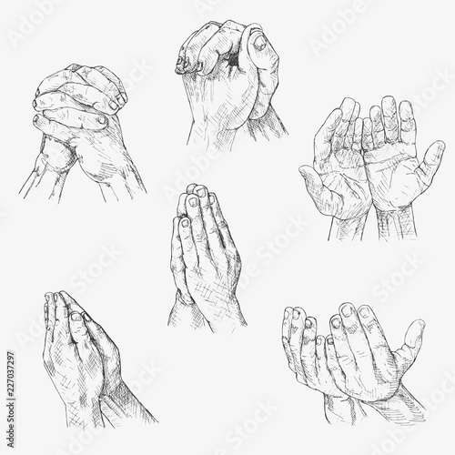 pic Praying Hands Reference https stock adobe com images set of human hands folded in prayer hand drawn vector illustration 227037297 start checkout 1 content id 227037297