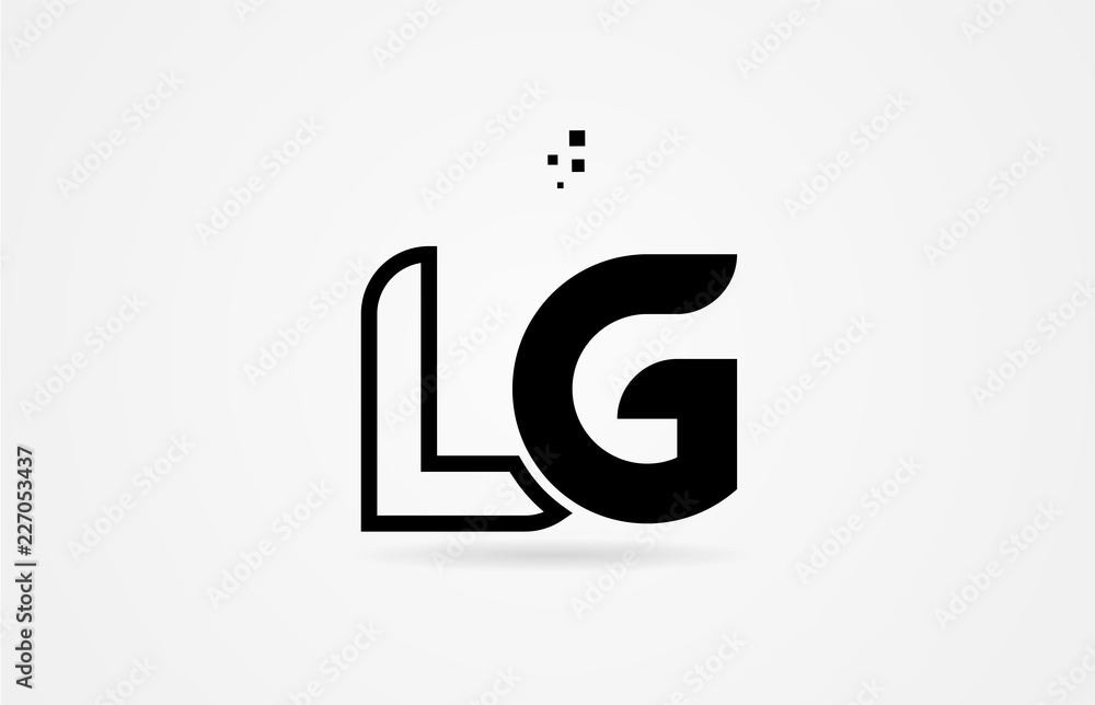 black and white alphabet letter lg l g logo icon design Stock Vector ...