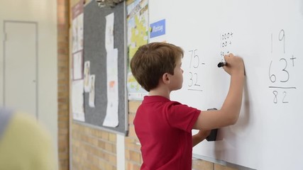 Wall Mural - Boy solving math problem