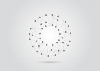 Wall Mural - Abstract background global polygonal with dots and lines. Vector social network and connecting concept.