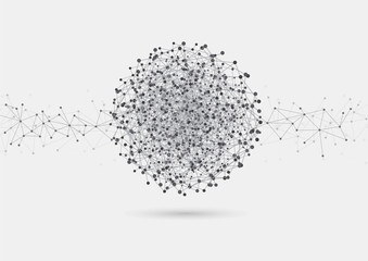 Wall Mural - Abstract background global polygonal with dots and lines. Vector social network and connecting concept.