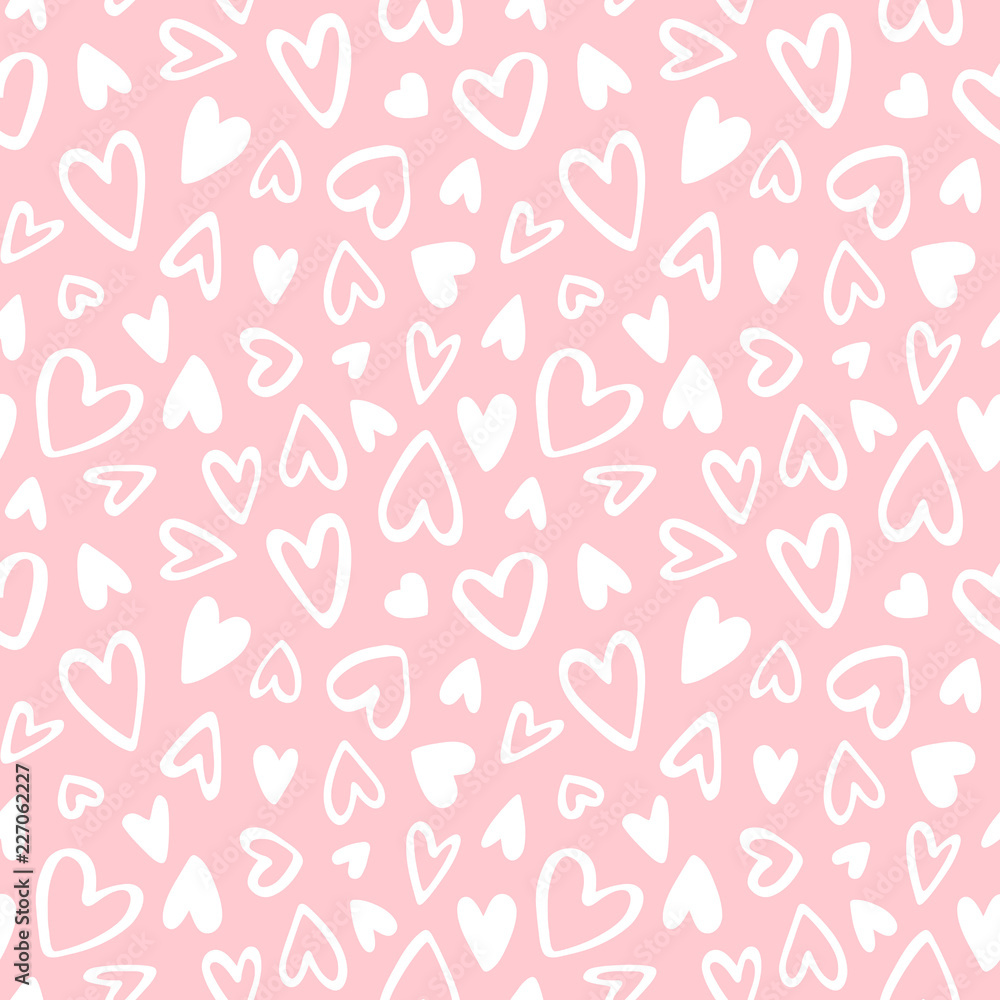 Cute doodle style hearts seamless vector pattern. Valentine's Day ...