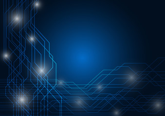 Wall Mural - Abstract background blue color technology concept. Vector illustration dots and lines social network and connecting.