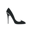 Women shoe vector icon. Black high heel Shoe on white background. 