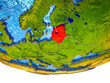 © harvepino - Baltic States on 3D Earth with divided countries and watery oceans.