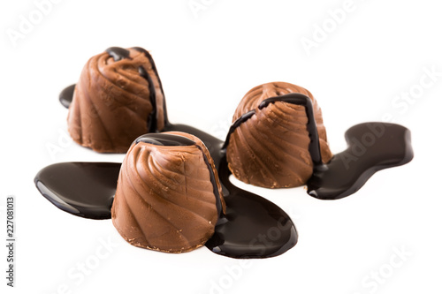 Fotografie, Obraz pieces of bonbons covered with melted chocolate isolated on white background