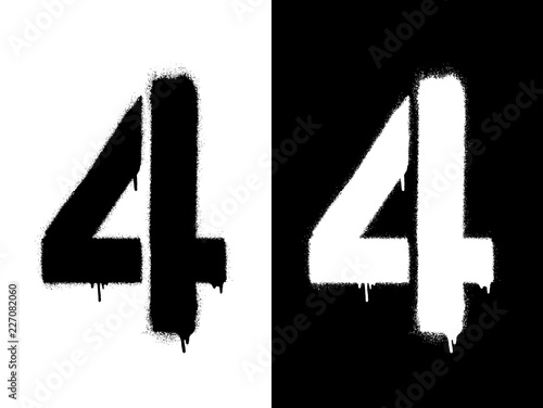 Fotografía Stencil numeral 4 and drip paint