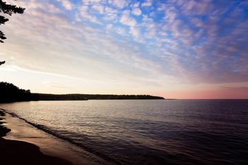 Wall Mural - Lake is in summer at sunset