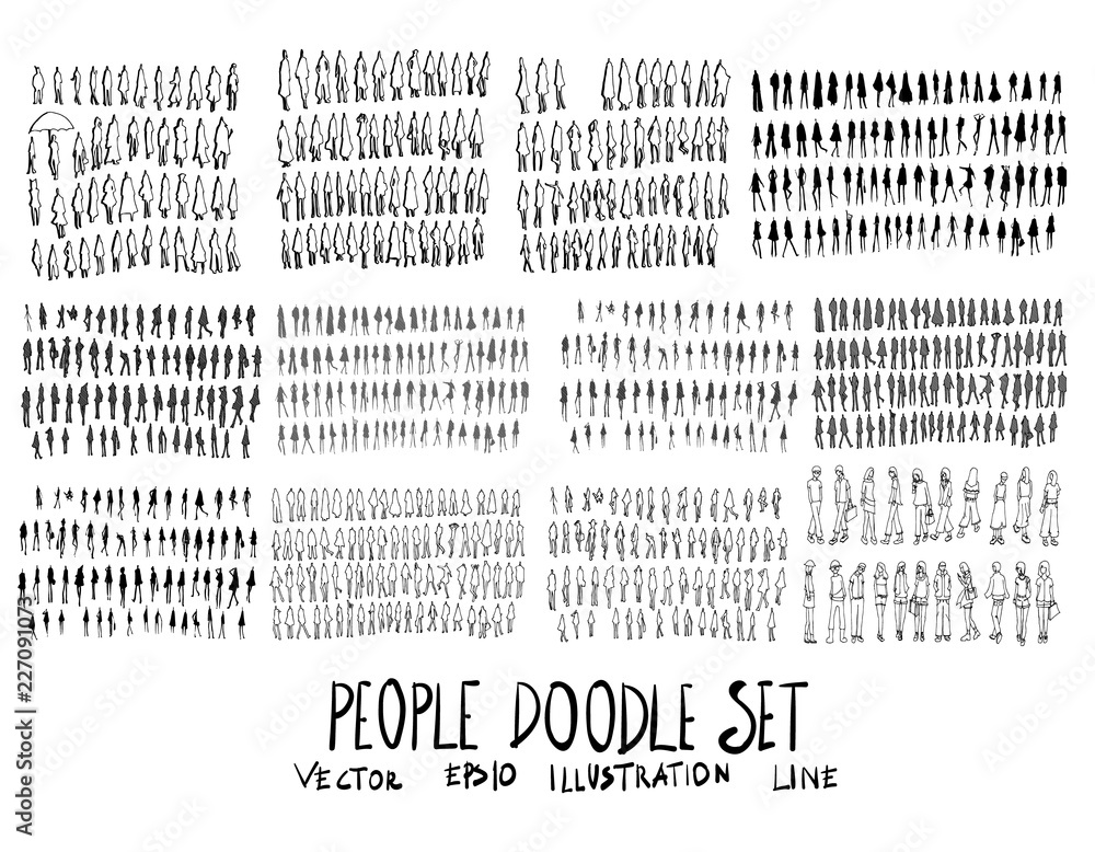 Set of vector People doodle drawing icon Collection on white background eps10 - obrazy, fototapety, plakaty 