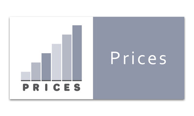 Prices - Increasing graph on white background