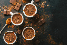 Tasty Hot Chocolate Drink In Small Cups