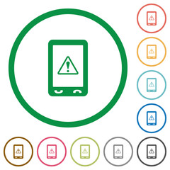 Wall Mural - Mobile warning flat icons with outlines