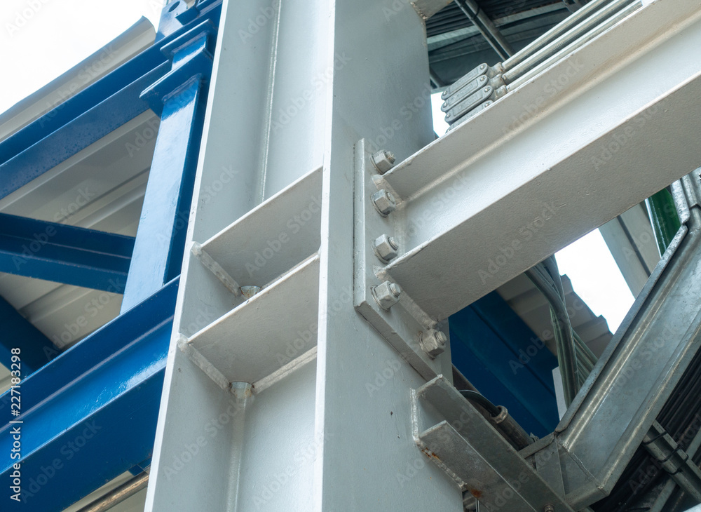Joint of steel structure with bolt and nut at construction site Stock ...