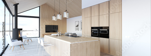 Fotografía new modern scandinavian loft apartment. 3d rendering