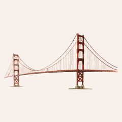 Poster - The Golden Gate Bridge painted by watercolor