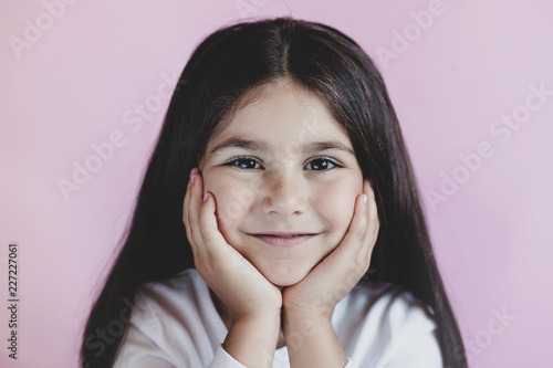 Closeup Of Pretty Cute Little Girl With Long Hair Beautiful Kids