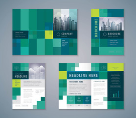 Wall Mural - cover book design set, abstract pixel background vector template brochures