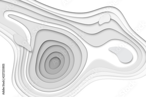 3d Papercut Banner Of Gradient White Paper Layers Vector