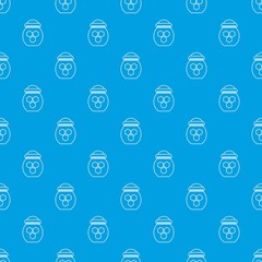 Wall Mural - Jar of honey pattern vector seamless blue repeat for any use