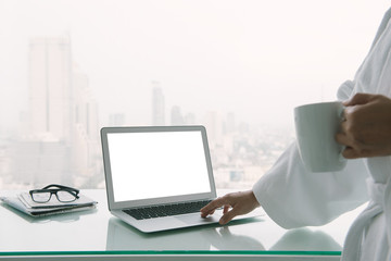 Wall Mural - laptop with a blank screen