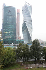 Business center with high skyscrapers