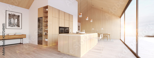 Fotografía new modern scandinavian loft apartment. 3d rendering