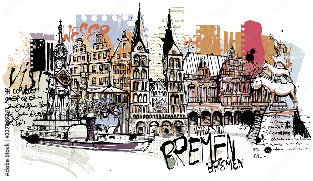 Bremen Skyline - obrazy, fototapety, plakaty 