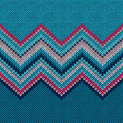 Wall Mural - Seamless knitted pattern. Blue white red beige color knitwear background