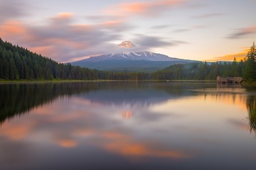 Wall Mural - A long exposure of a sunset at Mount Hood Oregon