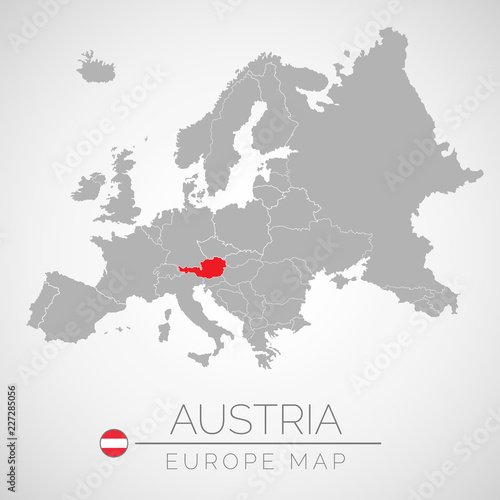 Cuadros en Lienzo Map of European Union with the identication of Austria
