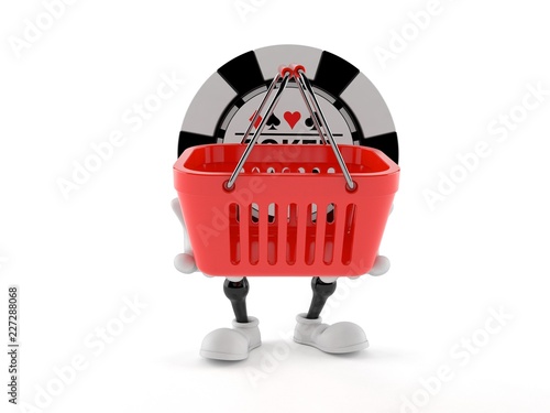 Fotomural Gambling chip character holding shopping basket
