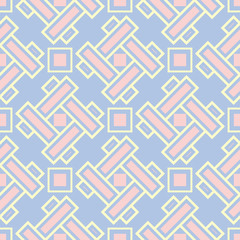 Blue geometric seamless pattern. Background with beige and pink elements