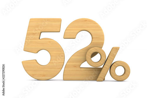 Fotografía fifty two percent on white background. Isolated 3D illustration