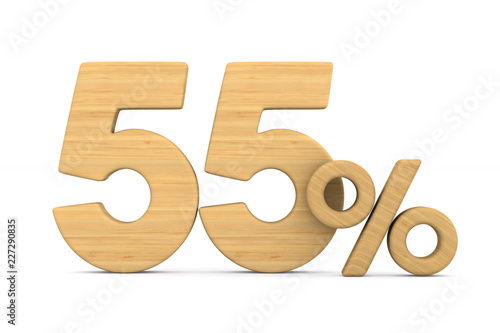 Photographie fifty five percent on white background. Isolated 3D illustration