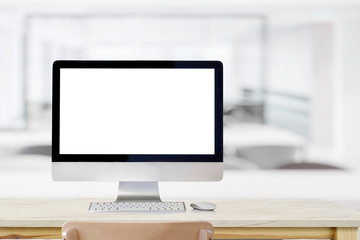 Canvas Print - mockup blank screen desktop computer on table