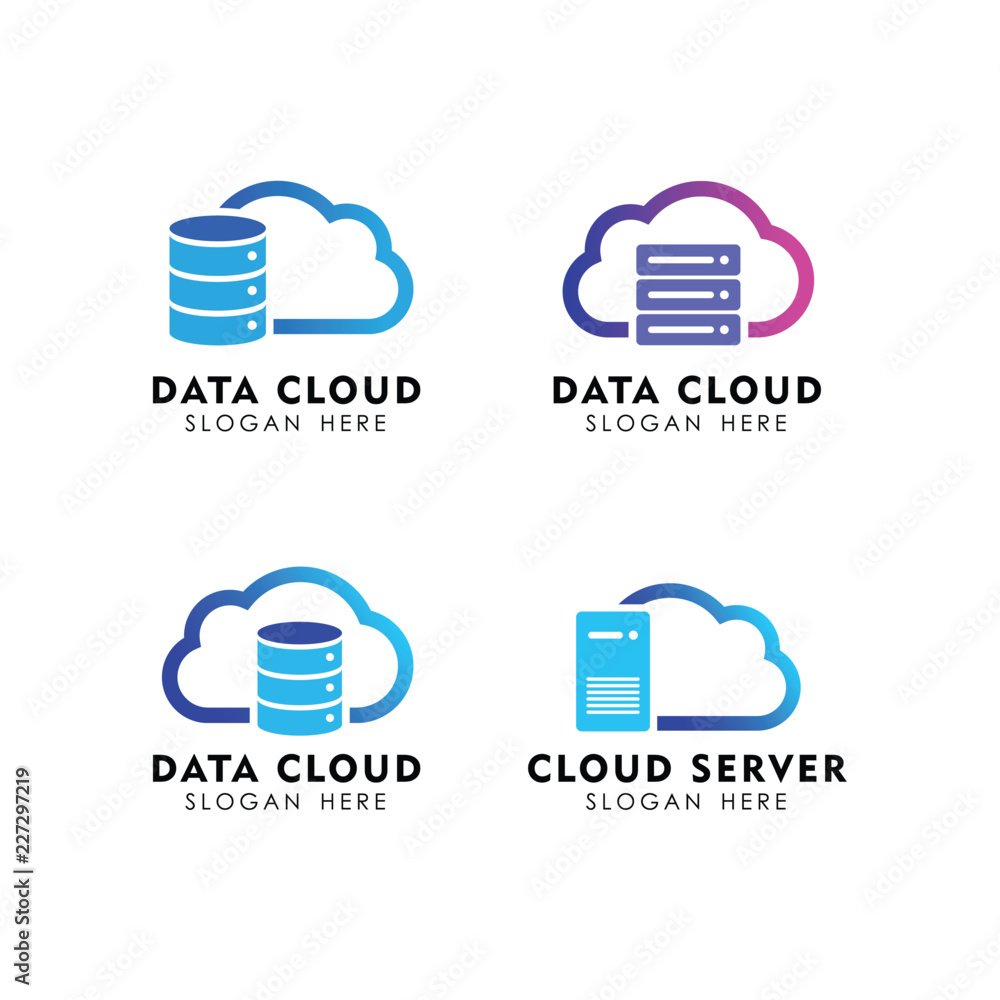 storage cloud logo design template. data cloud logo design template ...