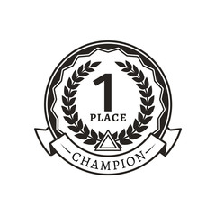 Wall Mural - 1st place medal for champion monochrome logotype