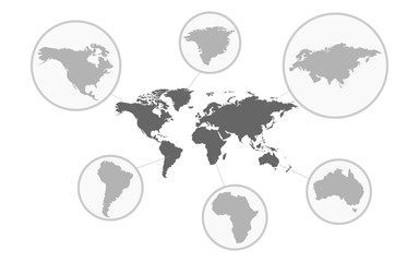 Wall Mural - gray earth map. world map. wold map vector