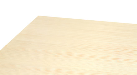 Perspective view of light maple wooden table on white background including clipping path