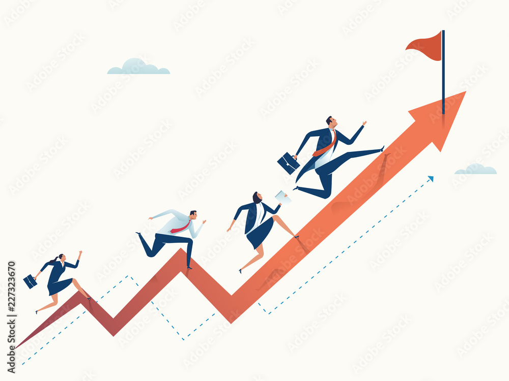 Running towards the goal. Business vector illustration - obrazy, fototapety, plakaty 