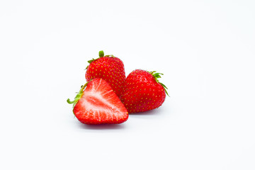 fresh strawberries fruits isolated on white background