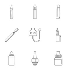 Poster - Vapor device icon set. Outline set of 9 vapor device vector icons for web design isolated on white background