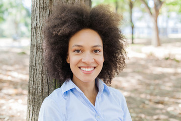 Sensual Young Black Woman In Nature Outdoor Portrait