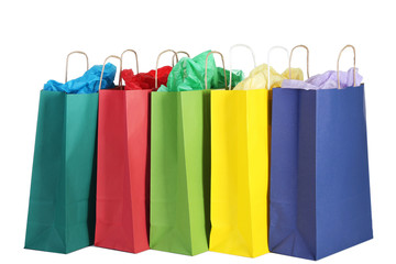 Wall Mural - Colorful shopping bags isolated on white background