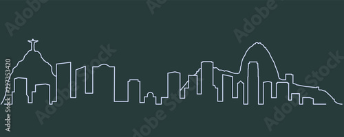 Rio De Janeiro Single Line Skyline Canvas Print