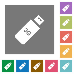 Poster - Third generation mobile stick square flat icons