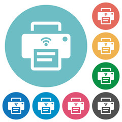 Poster - Wireless printer flat round icons