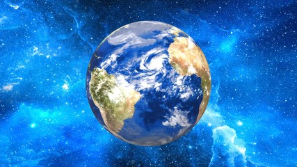 Wall Mural - camera rotation in the blue space around the planet earth