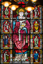 Stained Glass Church Window Portrait Of Sanctus Paulinus